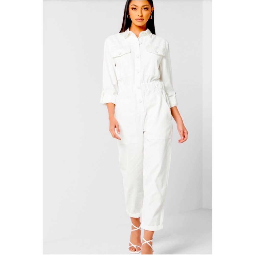 Ted Baker White Long-Sleeve Utility Jumpsuit